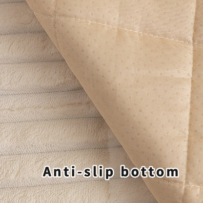 Wavy-Edge Plush Sofa Cushion Cover in Four Colors with Single-, Two-, Three- or Four-Seat Sizes
