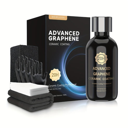 Graphene Ceramic Coating Kit 70ml – 20H Ultra High Gloss Car Paint Protection, 10+ Year Long-Lasting Shield, Auto Detailing Coat for All Vehicles, Apply After Car Wash & Paint Correction