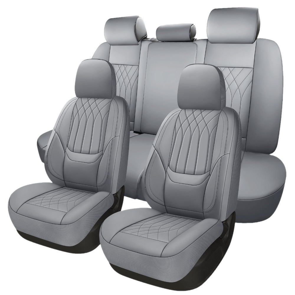 Waterproof Car Seat Covers Full Coverage PU Leather – Full Set for 2 or 5 Seats, Universal Fit Cars SUVs Trucks, Seat Protector Cushion, Black / Beige / Pink / Grey / Red