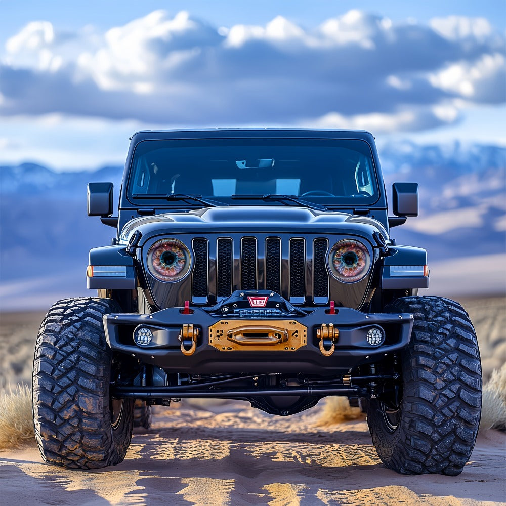 3D Beast Eye Headlight Stickers – Funny Car Headlight Decals for Jeep Round Headlights, Truck Body, Bumper & Window Decoration, Reusable PVC Glossy Stickers (1 or 2 Pairs)