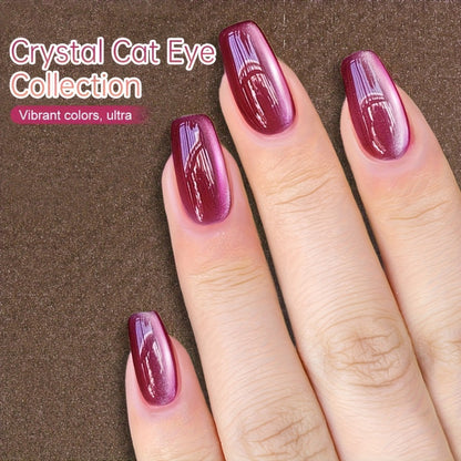 Gel Nail Polish 6-Color Rock-Candy Magnetic Cat-Eye Set with Holographic Reflective Finish