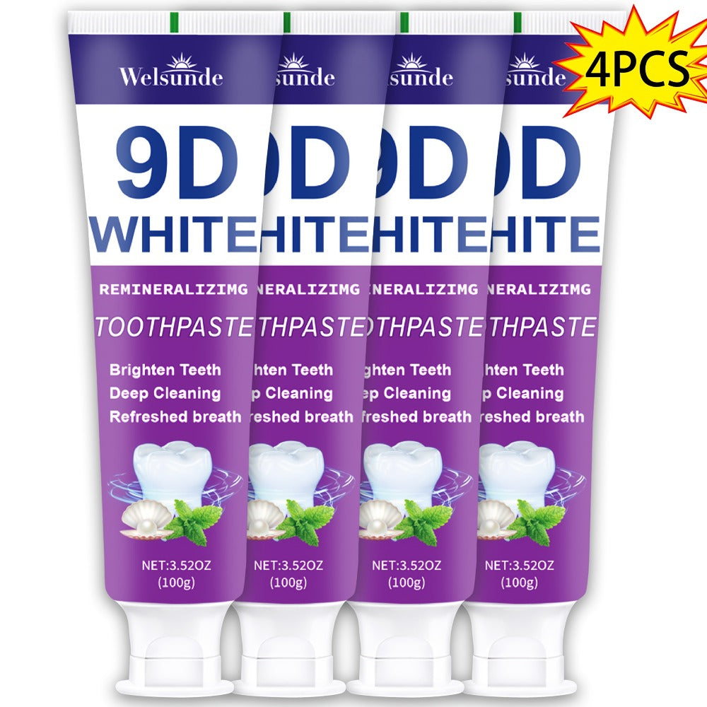 Four-Pack 100g Purple Mint Toothpaste Tubes with 9D Label Design and 400g Total Listed Quantity