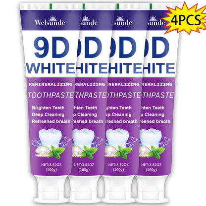 Four-Pack 100g Purple Mint Toothpaste Tubes with 9D Label Design and 400g Total Listed Quantity