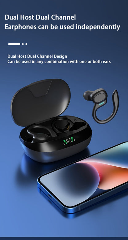 Wireless Earbuds Bluetooth 5.4 Open-Ear Sport Hooks with 24-Hour Playtime and LED Case for Running