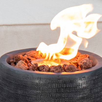 Propane Fire Pit Portable 11 Inch Outdoor 15000 BTU Self-Lighting Heavy Duty Metal Concrete All-Weather Round Patio Heater with Rain Cover for Backyard Camping Pool Party