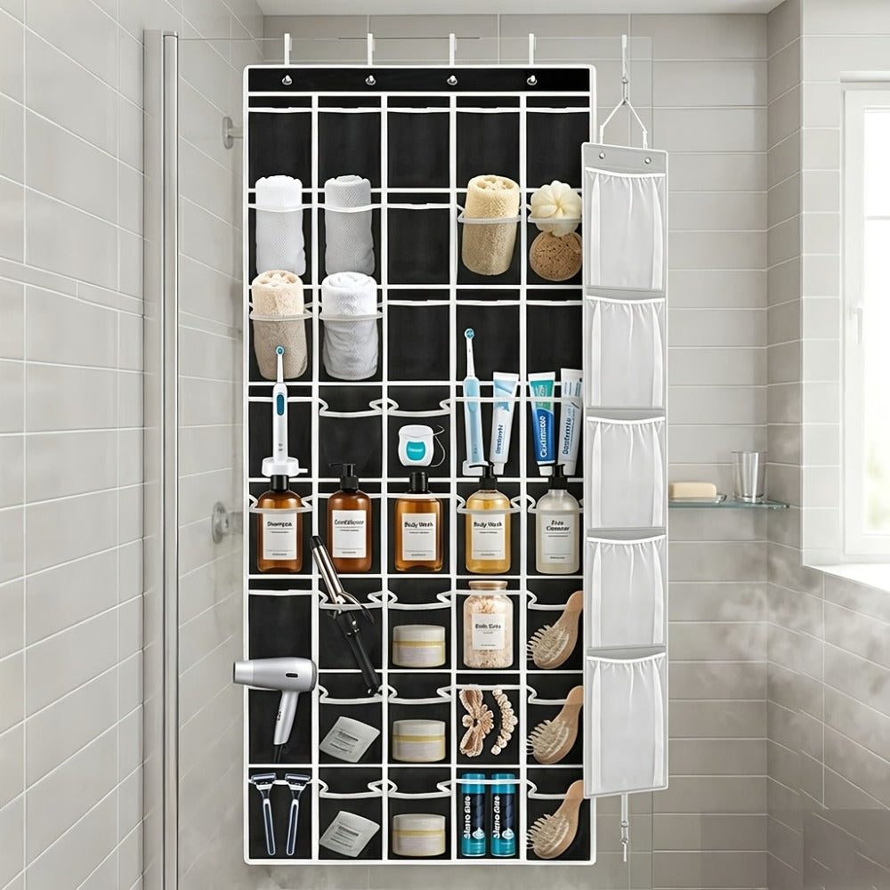 Over the Door Shoe Organizer 40 Pockets with 4 Hooks – Durable Fabric Hanging Shoe Storage for Closet, Entryway & Bedroom – Space-Saving Door Shoe Rack in Gray, White & Black