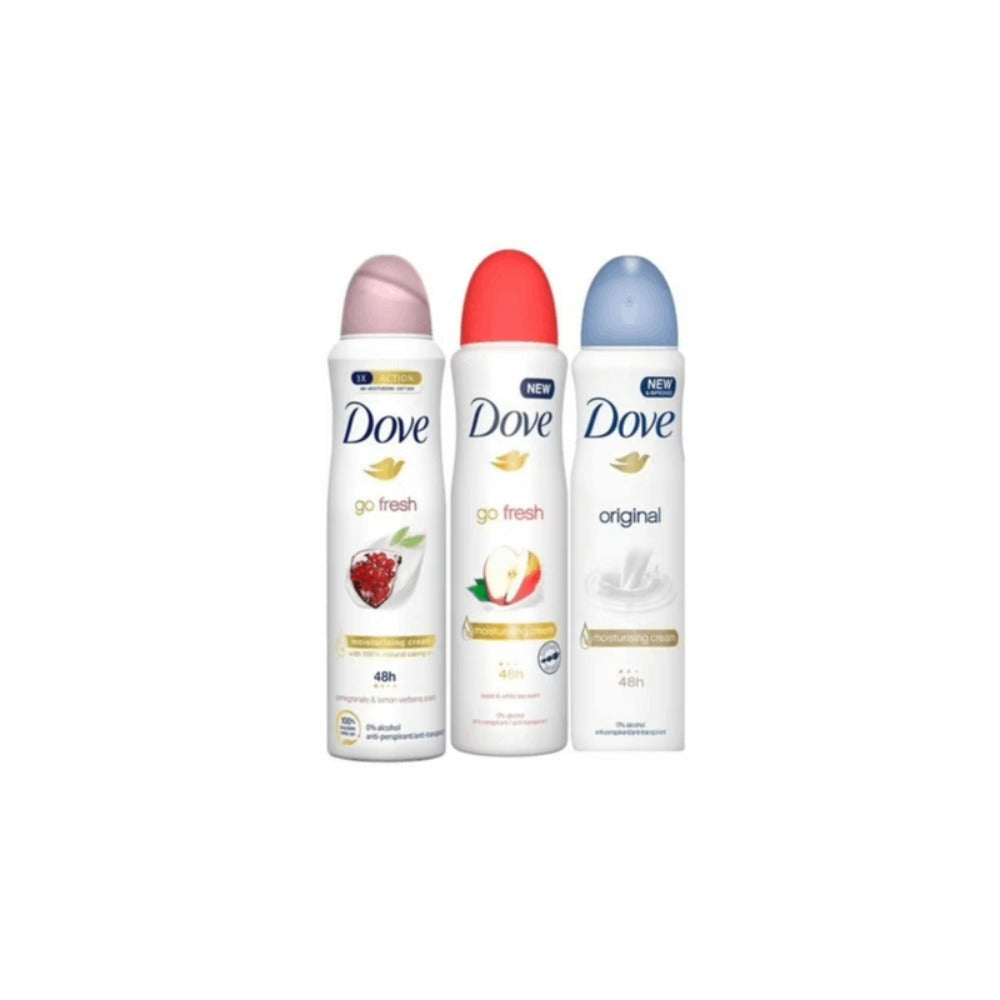 Dove Advanced Care Deodorant Spray Assortment, 150 ml Cans with Three-, Six- or Twelve-Count Options