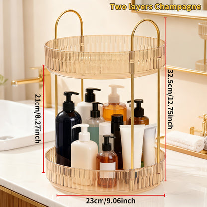 Rotating Multi-Level Makeup Organizer with Detachable Trays and 12 Exact Color-and-Layer Options