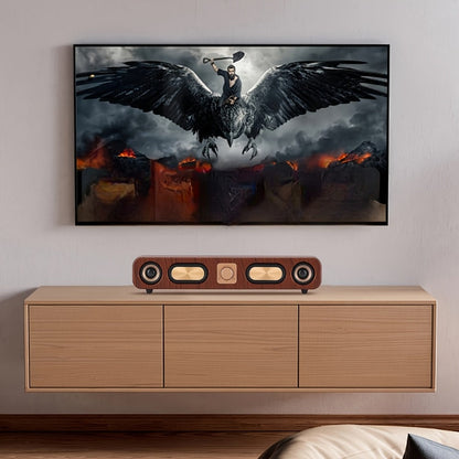 Retro Wood Grain Bluetooth Speaker Dual 2-Inch Woofers 10W Wireless Desktop Soundbar TF AUX USB Hands-Free Calling 2400mAh for PC Laptop Tablet Smartphone