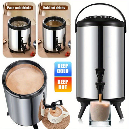 6L Insulated Beverage Dispenser with Spigot, Carry Handle, Twist Lid and Foldable Three-Leg Stand