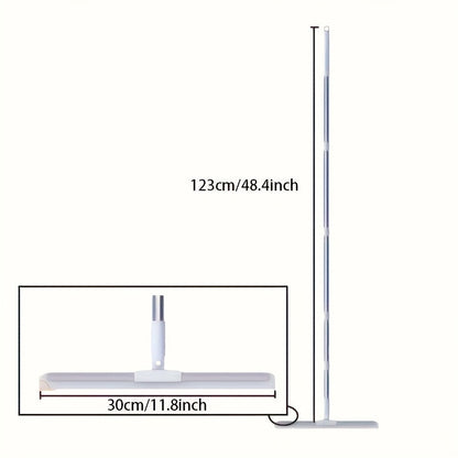 Silicone Squeegee Broom with Detachable Rotatable Head Long Stainless Steel Handle Floor to Ceiling Cleaning for Glass Tile Hardwood Carpet Shower Window
