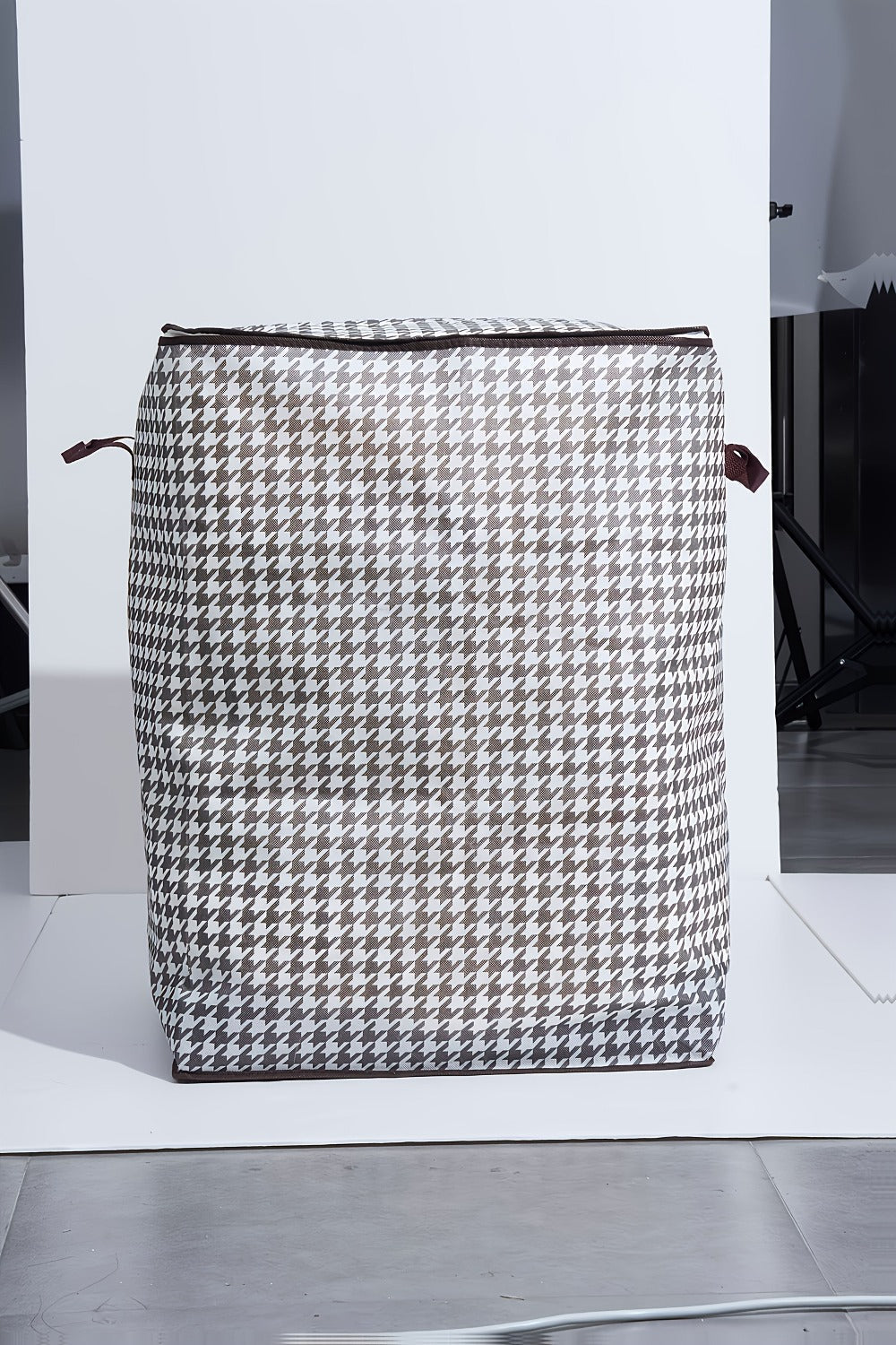 4pcs Large Storage Box Set with Lid & Handle – Black White Checkered, Stackable, Thickened Lining, Double Zipper, Under-Bed & Moving Organizer