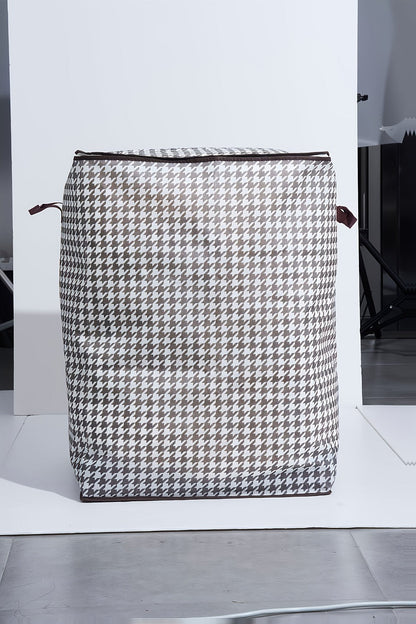 4pcs Large Storage Box Set with Lid & Handle – Black White Checkered, Stackable, Thickened Lining, Double Zipper, Under-Bed & Moving Organizer