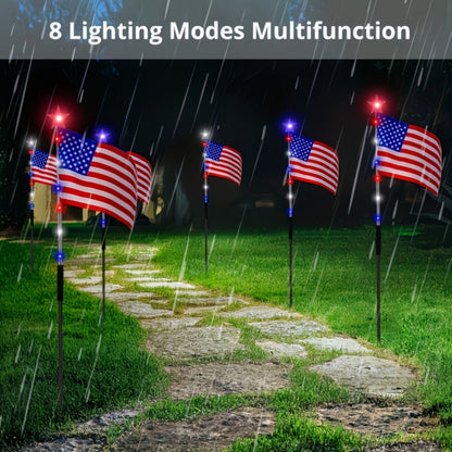 Solar Flag Ground Stake Lights with Separate Panel, 8 Lighting Modes and 8- or 16-Piece Sets