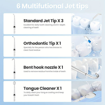 350 ml Cordless Water Flosser Kit with Six Jet Tips, Five Mode Labels, USB Cable and Manual