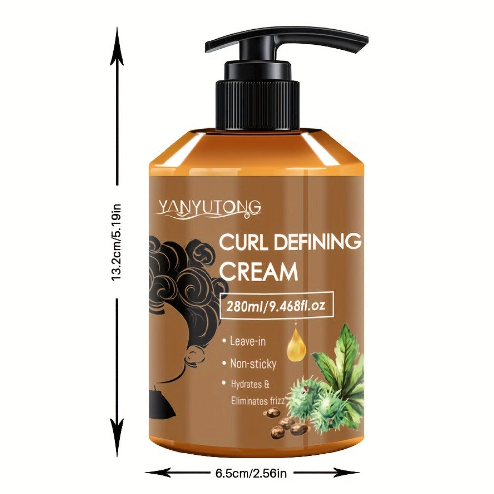 Curl Setting Cream with Castor Oil 280ml - Moisturizing Long-Lasting Curl Definition & Frizz Control, Non-Greasy Lightweight Formula for Wavy, Curly & Straight Hair, Women & Men