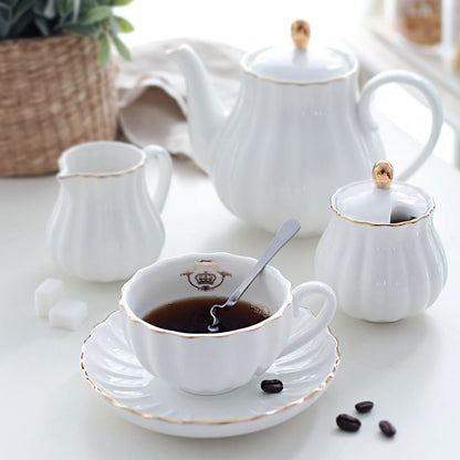 Floral Porcelain-Style Tea Service Set for Six in Five Coral, Peach, Rose, Peony or Spring Designs