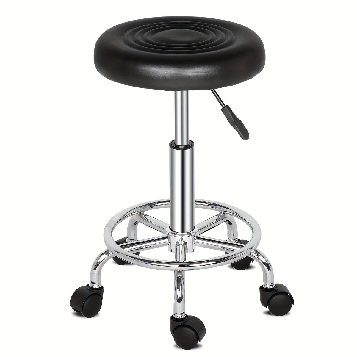 Saddle & Round Salon Stool with Backrest 360-Degree Swivel, Adjustable Height Professional Chair for Salon