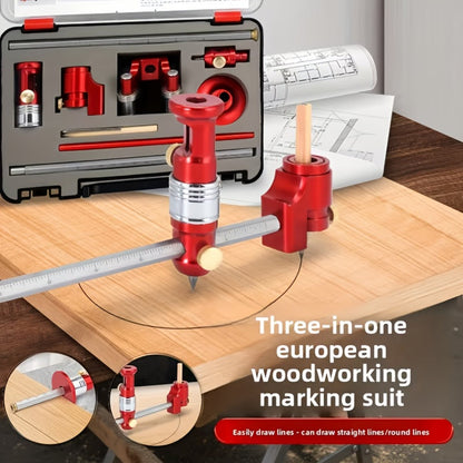 Three-in-One Woodworking Marking Tool Kit with Straight, Parallel, Arc and Height Layout Attachments