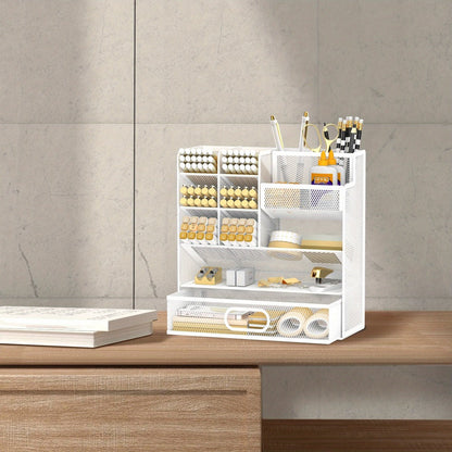 Mesh Desk Organizer with Pull-Out Drawer, Tiered Compartments and Six Color Checkout Options