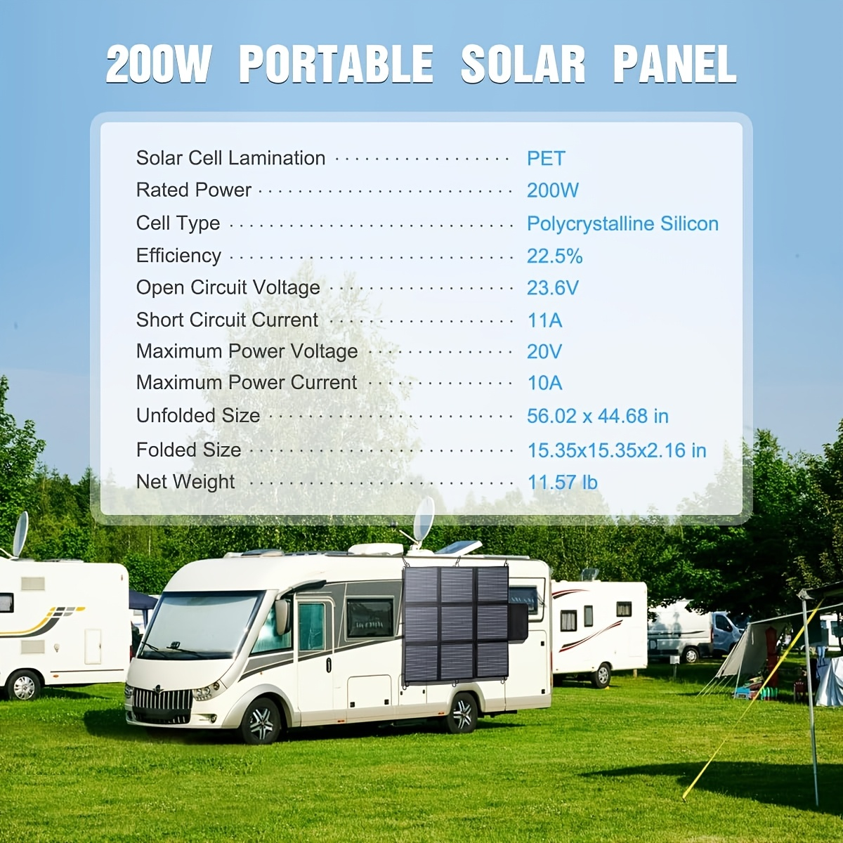 Foldable Solar Panel 120W 200W 300W 400W 22.5% High Efficiency Monocrystalline Portable Outdoor Solar Charger for Camping Boating RV Off-Grid Power Station Hiking Travel