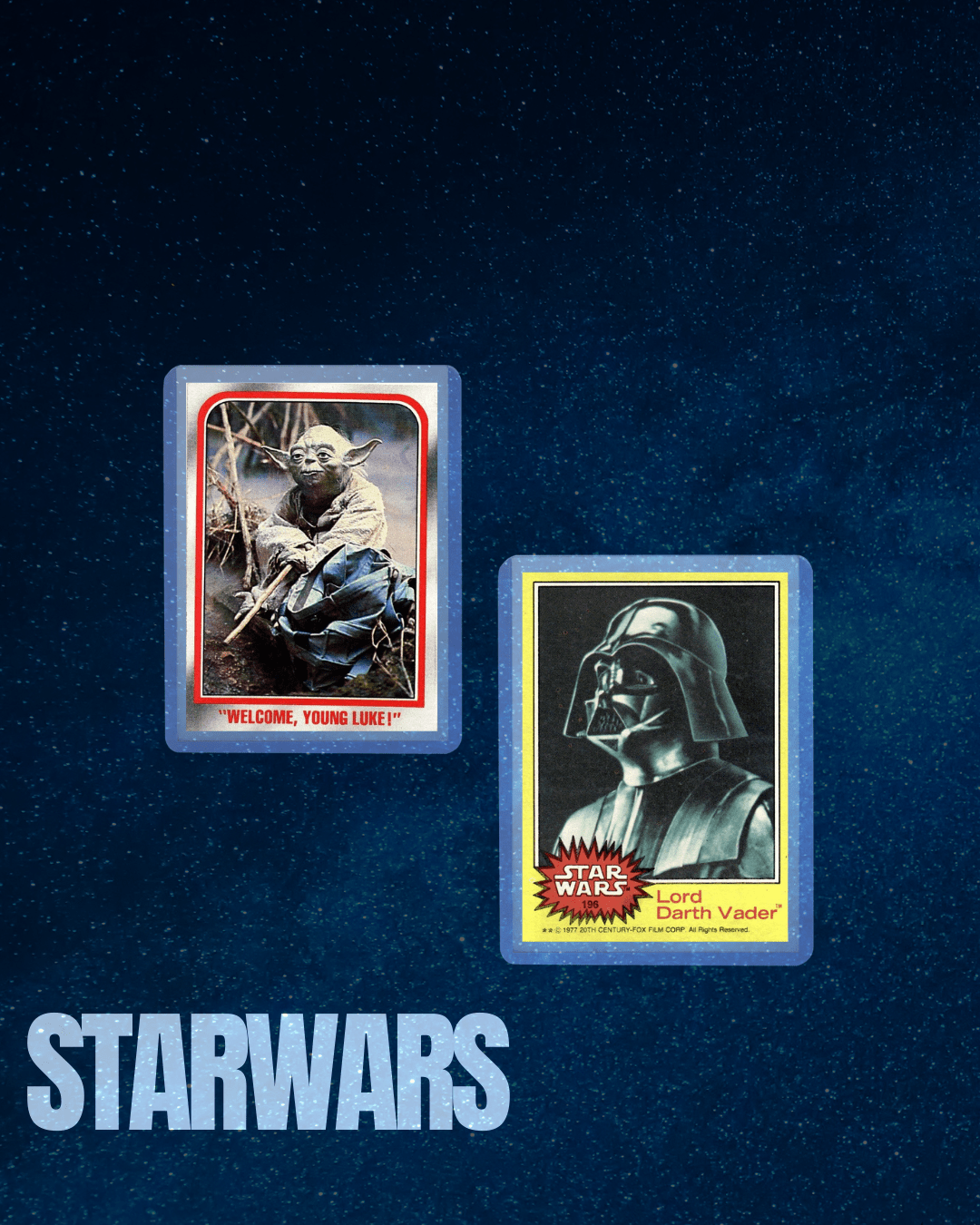 Topps Star Wars Trading Card Assortment, Five Cards from 1977, 1980 and 1983 with Protective Card Savers