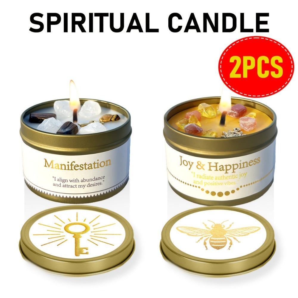 3oz Decorative Tin Candle or Two-Piece Crystal and Guidance Card Set with Multiple Label Pairings