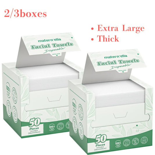 Disposable Face Towels Jumbo Ultra-Soft Extra Thick – Highly Absorbent Dry Wet Dual-Use Facial Wipes for Makeup Removal, Facial Cleansing, Spa & Travel, All Skin Types, 50 / 100 / 150 Sheets per Pack