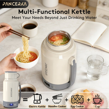 Electric Kettle by PANCERKA, 1L 400W Stainless Steel Interior with Seven Temperature Modes in Green or White