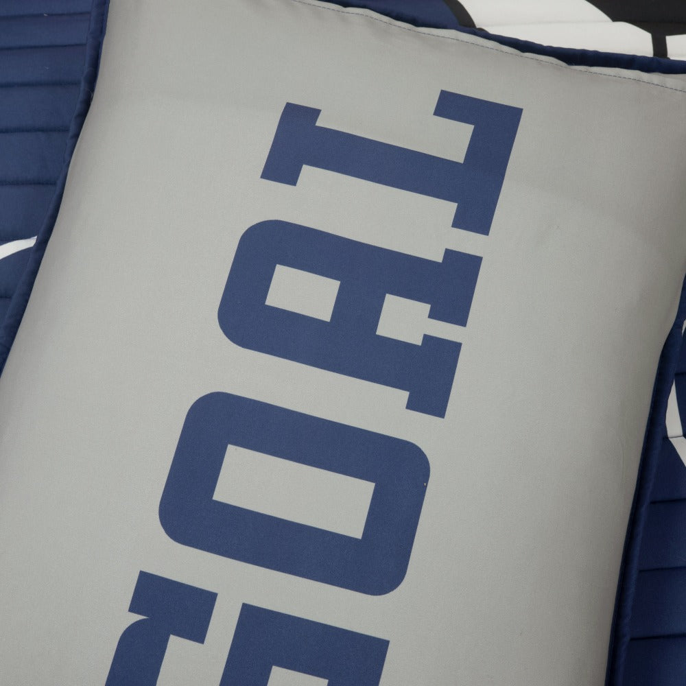 Soccer-Pattern Quilt Bedding Set in White or Navy with Twin and Full/Queen Checkout Size Options