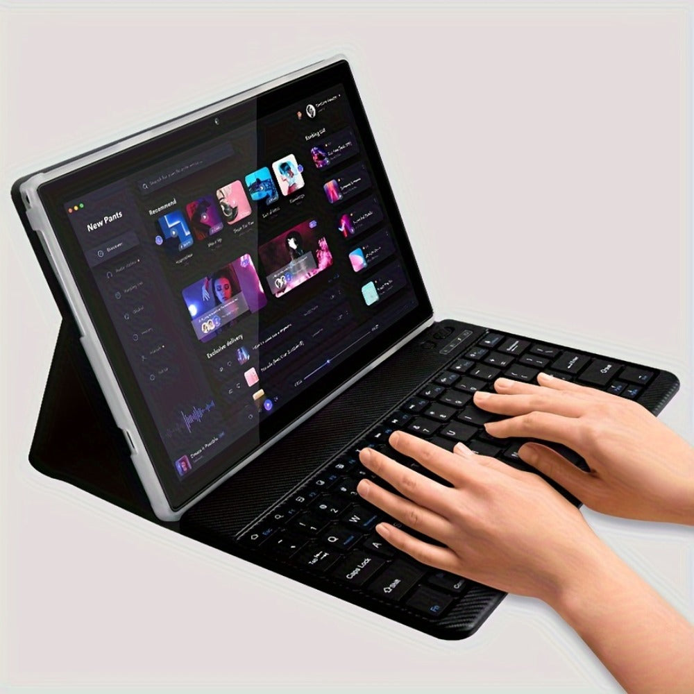 2-in-1 Tablet 10.1 Inch Android 14 12GB RAM 128GB ROM Octa-Core 5G WiFi 6 GMS Certified IPS 1280x800 Display with Keyboard Mouse Case Stylus USB OTG Dual Camera Portable Tablet PC Silver