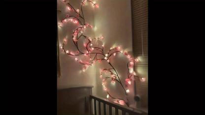 LED Cherry Blossom Chandelier Rattan String Lights USB 8 Modes Indoor Outdoor Holiday Decoration