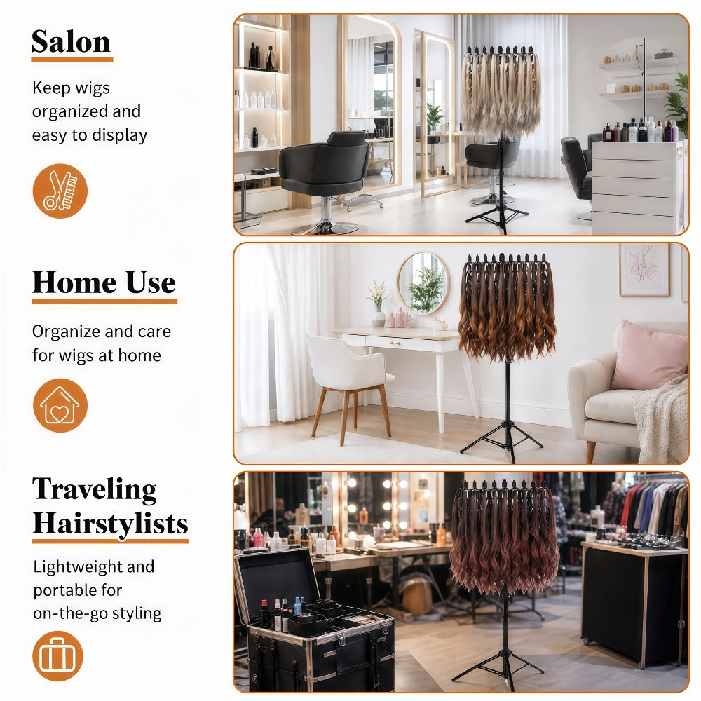 Braiding Hair Rack Hair Styling Tool with 144-Strand Layout, 30-50-Inch Height and Foldable Stand