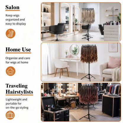 Braiding Hair Rack Hair Styling Tool with 144-Strand Layout, 30-50-Inch Height and Foldable Stand