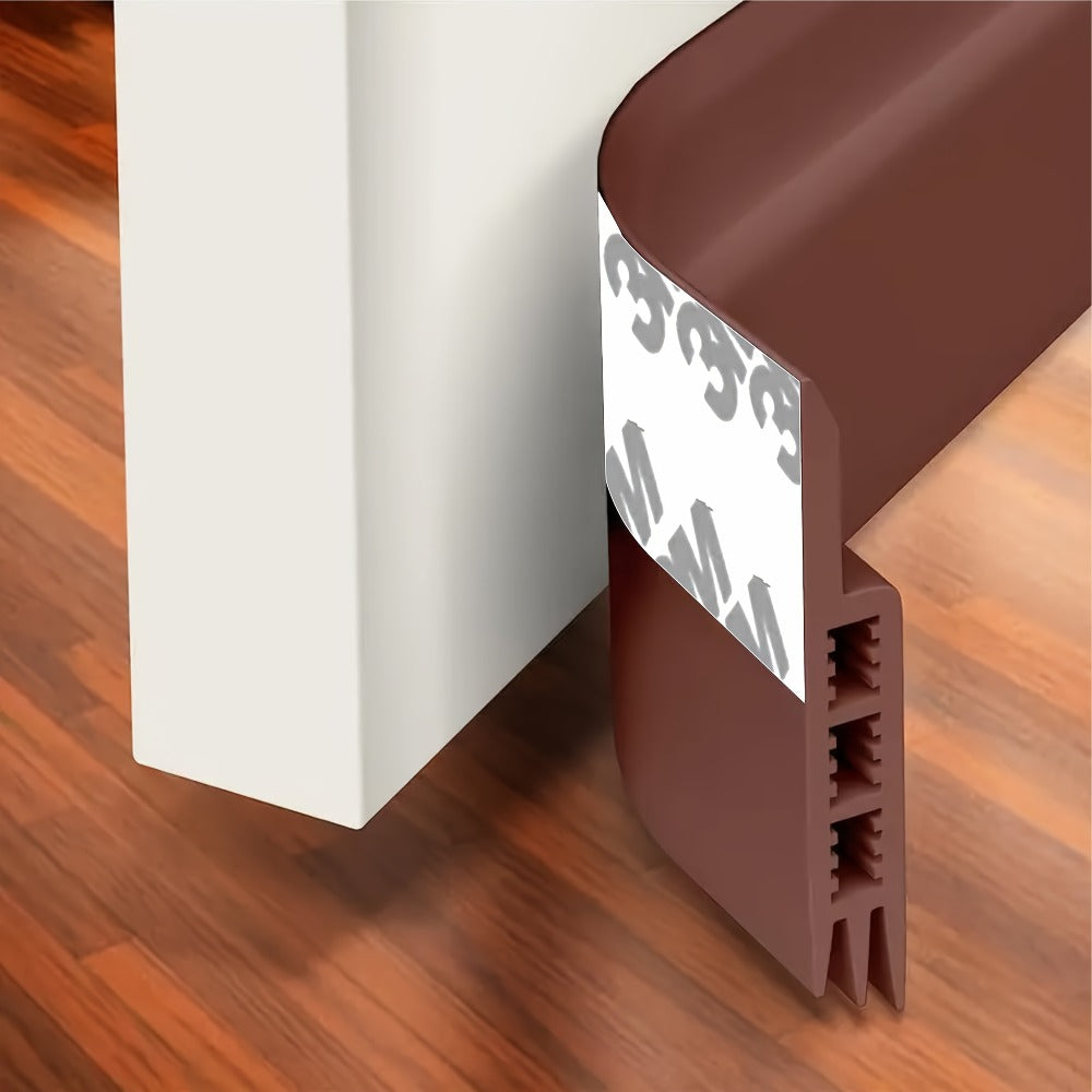 39-Inch Three-Layer Silicone Door Draft Stopper with Adhesive Backing in White, Black, Brown or Clear