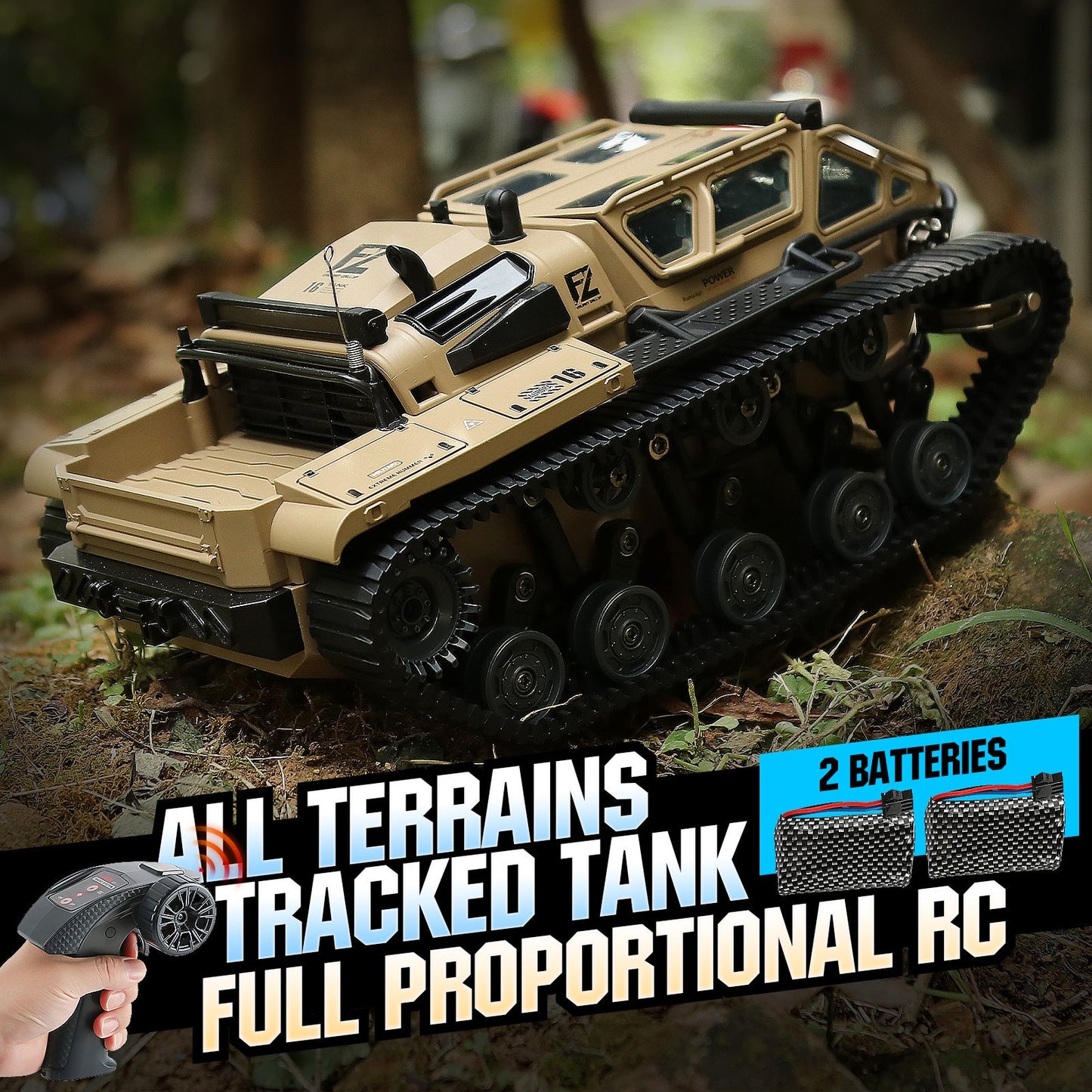 Full-Proportional RC Tracked Tank with LED Lights – Alloy Door Open Military War Vehicle All-Terrain Off-Road Remote Control Tank for Kids Adults, 1 or 2 Battery Options, Best Birthday Gift