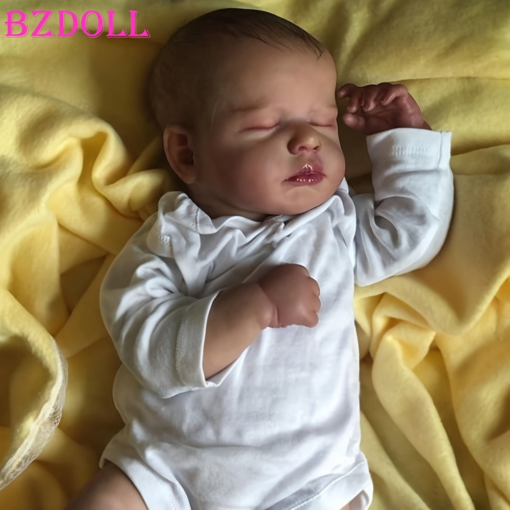 Sleeping 20-Inch Baby Doll with Cloth Body, White Long-Sleeve Outfit and 50 cm Size Label for Display