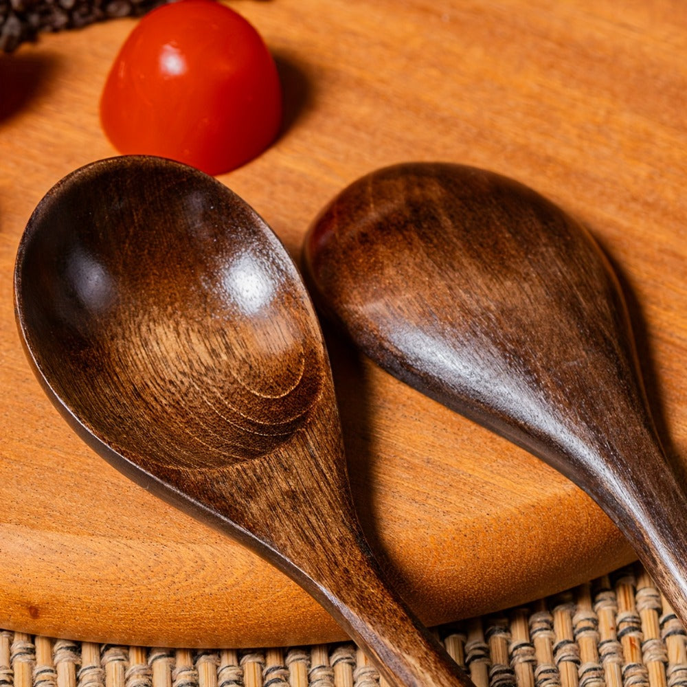 Wooden Spoons for Eating 8pcs – 7.28 Inch Small Wood Teaspoons for Stirring Coffee, Tea, Honey, Cooking & Serving Soup Dessert, Wooden Spoon Set