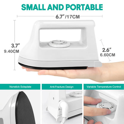 Mini Heat Press Machine Portable 400W with Charging Base, Handheld Heat Transfer Press for T-Shirts Shoes Bags Vinyl HTV Projects, Compact Travel & Home Iron-On Press Tool for DIY Crafts Sublimation
