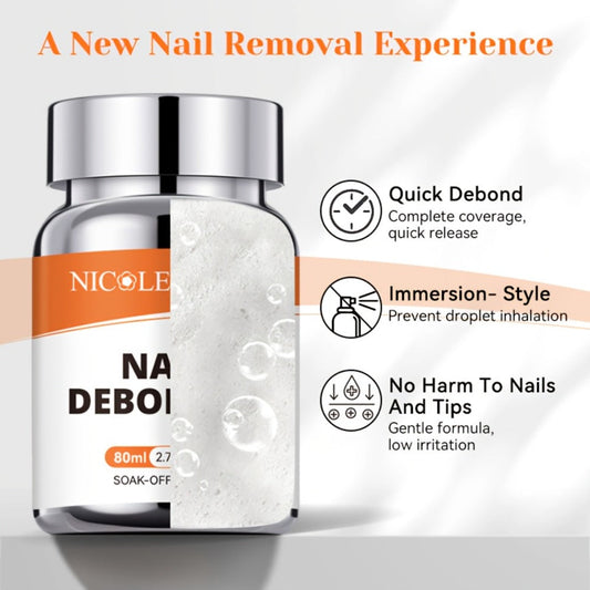 Press On Nail Debonder Remover 80ml — Fast 3-5 Second Soak-Off Liquid for False Tips, Rhinestone Glue Remover, No Damage Easy Dissolve, Professional Nail Care Tool for Women Home Salon