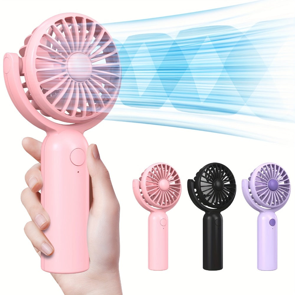 Mini Handheld Fan Set with Pivoting Heads, Three Speeds, USB-C Charging and 3- or 6-Piece Color Packs