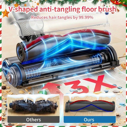 Cordless Vacuum Cleaner with Green Light Indicator, Brushless Motor Rechargeable Handheld Stick Vacuum for Home Car Carpet Pet Hair Hardwood Floor, 2L Dust Cup 45-Min Runtime Multi-Filter Portable Design