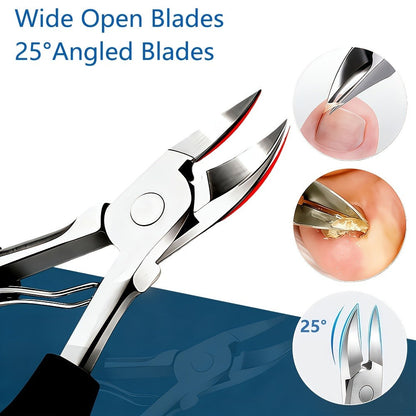 Seven-Piece Toenail Clipper Kit with Angled Nippers, Curved Blade Tool, Nail File and Lifter