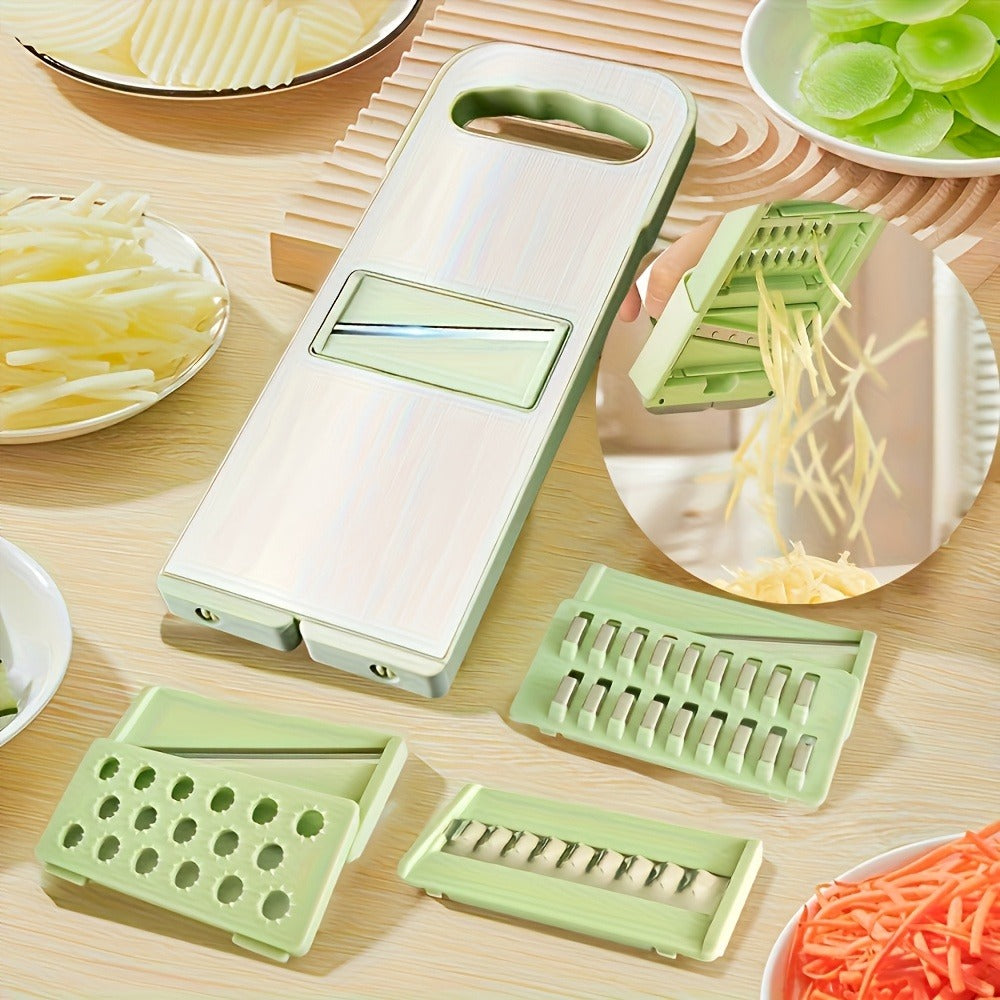 Mandoline Slicer 6-in-1 Vegetable Slicer Set with Interchangeable Blades - Stainless Steel for Home Cooking, Dining and Outdoor Meals
