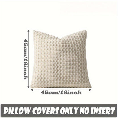 Double-Sided Plush Throw Pillow Covers, Four-Piece Set in 18 x 18 or 20 x 20-Inch Sizes and Four Colors