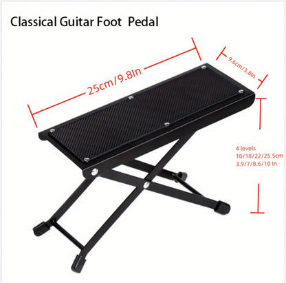 Adjustable Pedicure Footrest with Four-Level or Six-Level Scissor Stand and Textured Black Top Platform