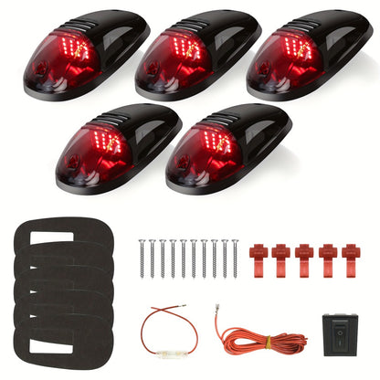 5pcs LED Cab Roof Marker Lights 16/24 LED 12V Super Bright UV-Resistant ABS Lens with Wiring Harness Kit for 2003-2018 Pickup Trucks 1500 2500 3500 4500 5500, White Amber Red Blue Green Purple