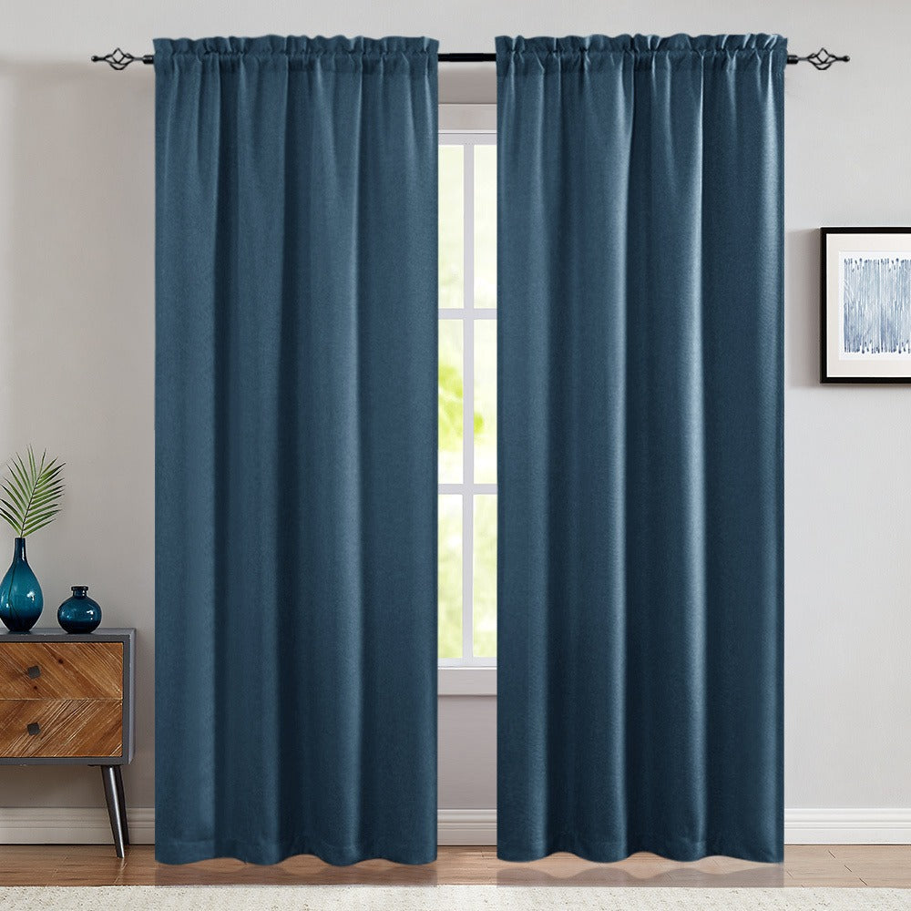 Two-Panel Solid Window Curtain Set with Rod-Pocket Top, 40 x 95-Inch Size and Two Color Options