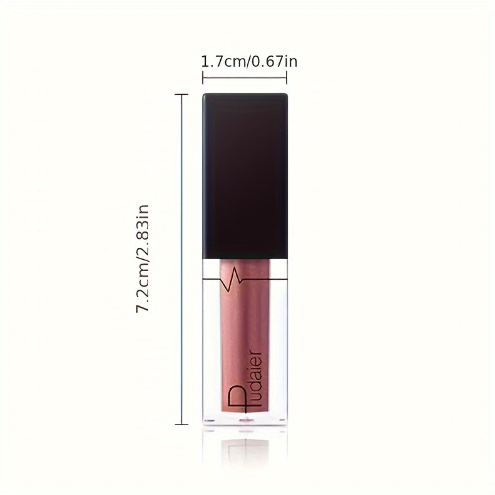 Metallic Shimmer Liquid Lip Color with 22 Numbered Shades, 7.2cm Clear Tube and Wand Applicator