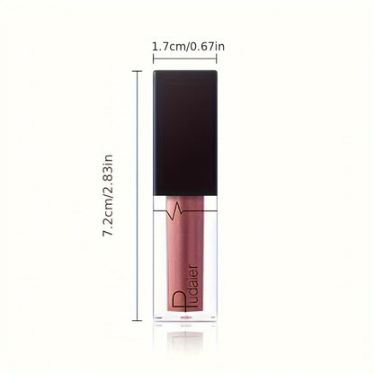 Metallic Shimmer Liquid Lip Color with 22 Numbered Shades, 7.2cm Clear Tube and Wand Applicator